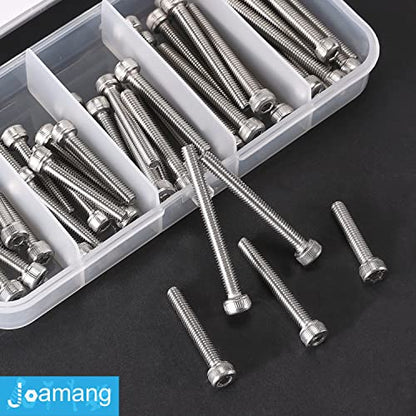 M4 x 20mm 25mm 30mm 35mm 40mm Socket Head Cap Screws Bolts, Stainless Steel 304, Metric Allen Hex Drive, Bright Finish, Fully Threaded, Assortment Kit 50PCS - size: Socket M4x20-40 mm