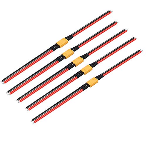 XT60 Connectors 5Pair(10pcs) with 15cm(5.9in) 12AWG Ultra Soft Silicone Extension Cable ,Male & Female Plug for RC Battery ,Drone ,FPV Car,RC Car,Portable Power Station,Solar Generator