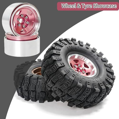 1.9 Beadlock Wheels, 4pcs Aluminum RC Rims with Positive Offset 12mm Hex for 1/10 RC Crawler Axial SCX10 II III 90046 AXI03007 Traxxas TRX4 TRX6 Redcat Gen8(Five models-Pink) - color: Five models-Pink