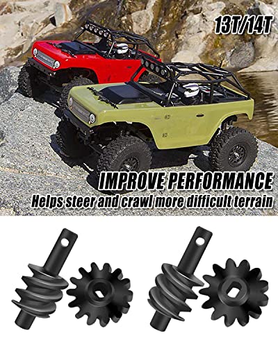13T 14T Overdrive Worm Gear Set Fit for Axial SCX24 AX24 | Fit for C10 JLU Bronco Deadbolt 1/24 RC Crawler, Steel Differential Gear Upgrade Parts