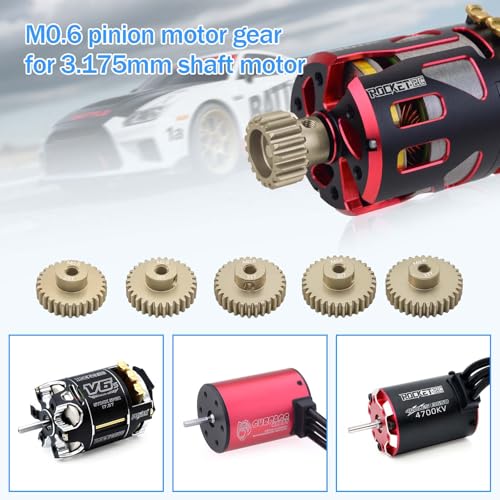 M0.6 Pinion Gear Set 3.175mm 29T 30T 31T 32T 33T Aluminum Alloy Metal Pinion Motor Gear for 1/10 RC Car Motor (5PCS) - size: 29T 30T 31T 32T 33T