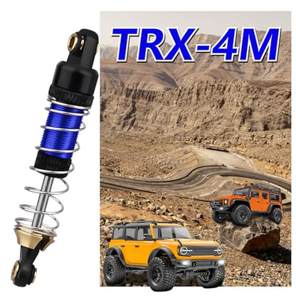 Aluminum 53mm Oil Shocks for TRX4M 1/18 RC Crawler — Long Threaded Shock Absorbers, Adjustable Preload, Brass Bottom Rod Ends, Smooth Dampers, Upgrade Suspension 4-Pack