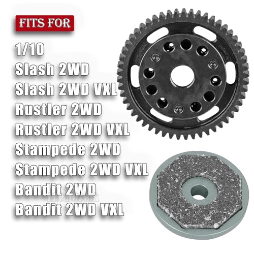 RC 53T Spur Gears 0.8Mod Upgrades Part for 1/10 Slash 2WD (VXL)/Stampede 2WD (VXL)/Rustler 2WD (VXL)/Bandit 2WD (VXL),BRCatWPark Steel Metal Extra-Heavy Slip limiting Clutch,Titanium - color: Titanium - (53t)