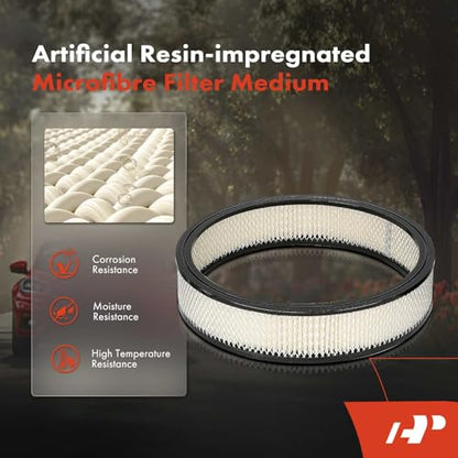 A-Premium Universal Air Cleaner Filter Assembly | 14" x 3", Round Chrome, with Recessed Style Base Air Cleaner
