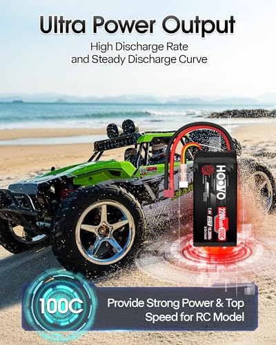 HOOVO 2S Shorty Lipo Battery 2200mAh 100C 7.4V RC Lipo Battery T Plug 2Pack | for FPV Racing Drone RC Airplane Helicopter Quadcopter Car - style: 2S 2200mAh 80C-Deans