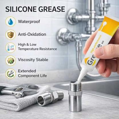 2oz Silicone Grease Lubricant for O-Rings, Plumbing, Faucet, Waterproof Multi-Purpose Silicone Grease for Rubber Seals, Gaskets, Water Filter, Pool Equipment, Appliance Maintenance