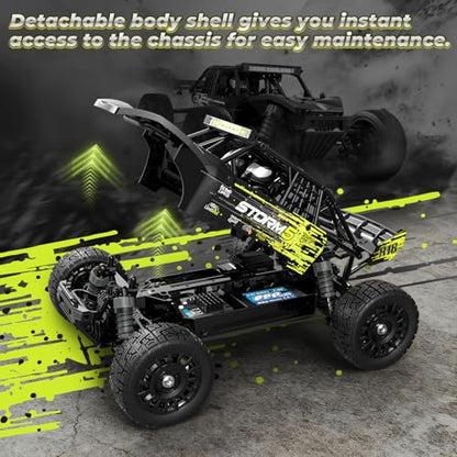 HAIBOXING 18856, 1:18 Desert Off-Road RC Truck Fast 36km/h 4WD Electric Car | RTR Splash-Proof, Hobby Grade for Kids, Beginners and Adults; Dual Batteries for Extended Outdoor Fun - Remote Control RC Toy - color: Yellow