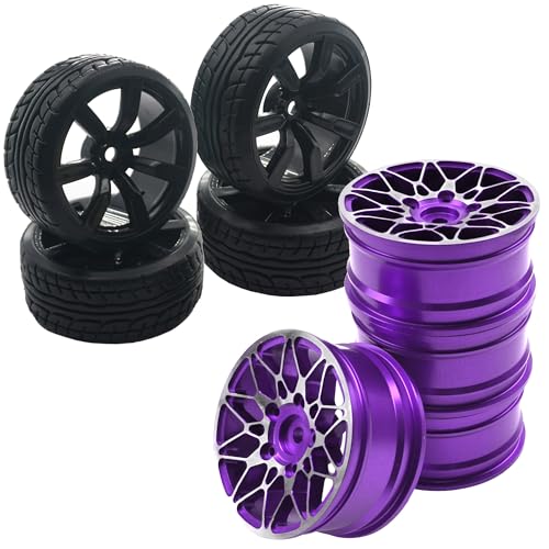 OD62mm Hard Plastic RC Drift Car Tires & Wheel Rims 12mm Hex Tyre & Metal Wheel Rims RC 12mm Hex Hubs 1/10 RC Drift On-Road Racing Touring Wheel Rim