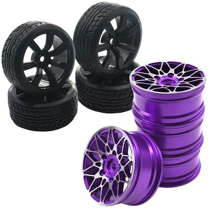 OD62mm Hard Plastic RC Drift Car Tires & Wheel Rims 12mm Hex Tyre & Metal Wheel Rims RC 12mm Hex Hubs 1/10 RC Drift On-Road Racing Touring Wheel Rim