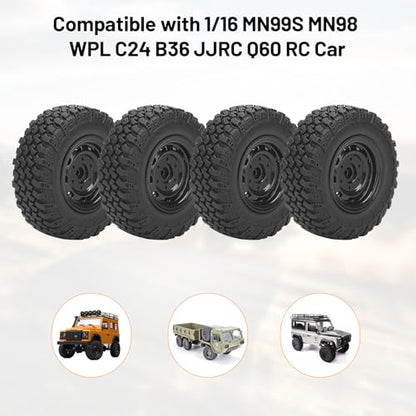 RC Wheels and Tires, daitoku 5mm Hex Off-Road RC Car Tires for MN99S MN98 1/16 WPL C24 B36 JJRC Q60