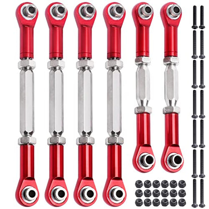 Hobbypark Steel Turnbuckles and Aluminum Camber Links Rod Ends Toe Links Set Linkage for Arrma 1/8 Typhon Mega 4x4 Option Parts (6PCS) (Red) - color: Red