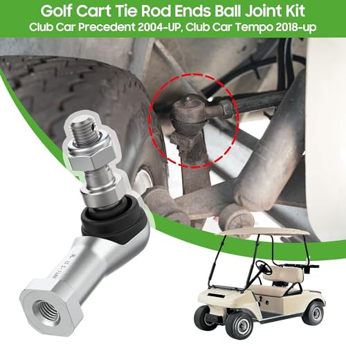 10L0L Ball Joint Tie Rod End Kit for Club Car Precedent 2004+ / Tempo 2018+ | Golf Cart OEM 102022601 102288301; 2 tie rod ends M12x1.25 RH; incl nylock nuts; easy install