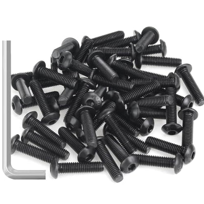 55 Pieces M5 x 20mm Button Head Socket Cap Screws, Thread Pitch 0.8mm, Sutemribor M5 Black Screws, 10.9 Grade Alloy Steel, Black Oxide Finish, Fully Threaded - size: M5 x 20mm, style: Button Head