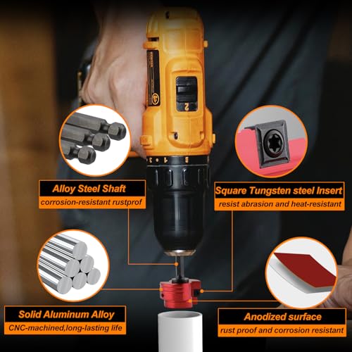 PVC Pipe Reamer Kit, 8-Piece Double-Blade PVC Fitting Saver Socket Saver Tool, 1/2" to 4" Reamer for U.S. Schedule 40 PVC, Tungsten Carbide Alloy Blades, Fits Standard 1/2" Drills