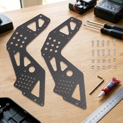 VBESTLIFE 2Pcs Chassis Side Panels, Anti Scratch Carbon Fiber RC Chassis Side Plate for 1:8 LMT 4WD Solid Axle RC Off Road Vehicles (Black)