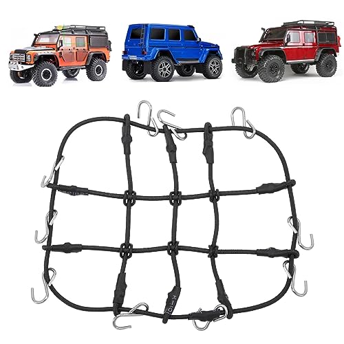 1/18 RC Elastic Luggage Net with Decorative RC Crawler Car Luggage Net for 1/18 RC Cars, for scx24 1/24 Roof Rack, RC Accessories (Black)