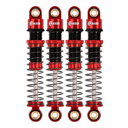 INJORA 45mm Aluminum Threaded Oil Shock Absorbers for 1/24 FMS FCX24（Red） - color: red