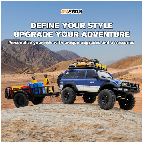 FMS 1/18 FCX18S Toyota Land Cruiser LC80 S Officially Licensed RC Crawler, 4WD RC Rock Truck, 2.4Ghz with 900mAh Battery&LED Lights, Hobby Grade Off-Road RC truck, Remote Control Car for Adults Blue - color: Blue