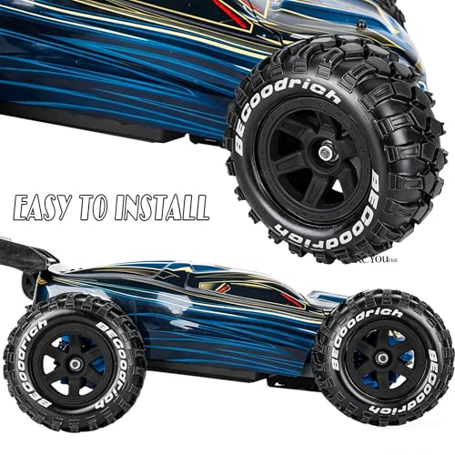 RC Wheels and Tires Off Road Monster Truck TRX E-REVO Summit HPI SAVAGEGT-2XS REDCAT Volcano-16 for 1/12 1/14 1/16 E-REVO RC 16208 16209 16210,Rc Plastic Wheels,Black - color: Black- (Rc Wheels Tires)