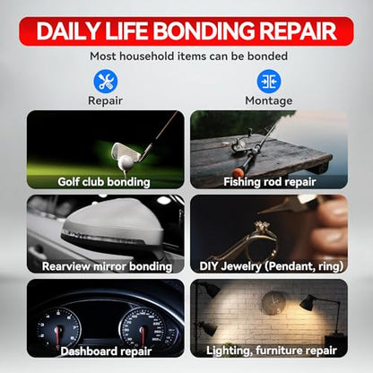 Clear AB Epoxy Glue, 30-Min Waterproof Multipurpose Repair Adhesive 1.76oz | Clear epoxy bonds metal, plastics, PVC, wood, ceramic & fiberglass; ideal for tile, pipe, fishing rod & golf club repair