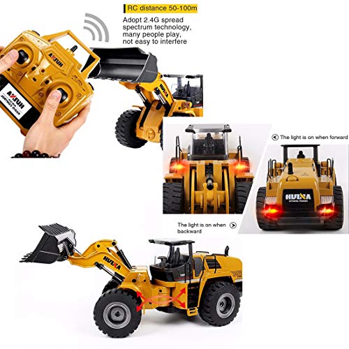 Ailejia 1/14 RC Wheel Loader 10 Channel Remote Control Front Loader Construction Tractor 2.4GHz Metal Bulldozer Toy