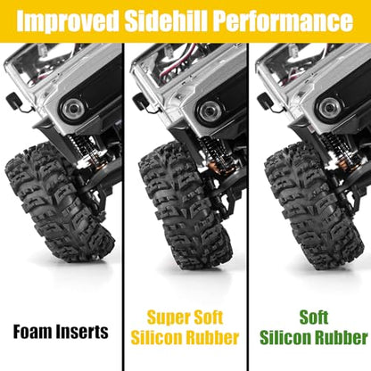 INJORA 1.3 Swamp Claw Tires and Inserts for 1/18 1/24 RC Crawler (Yellow) - color: Yellow