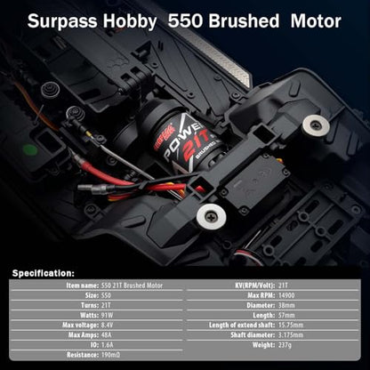 SurpassHobby Motor 550 Brushed Motor for 1/10 Scale RC Truck Traxxas Trx4 Redcat ARRMA AXIAL HSP HPI Wltoys Kyosho HELION (21T) - size: 21T