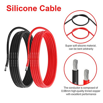 8 AWG Silicone Wire, 20 ft Red and 20 ft Black | Flexible fine-strand tinned copper cable with heat-resistant silicone insulation for batteries, RC and electronics wiring. - style: 8 AWG 20ft Red+20ft Black