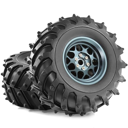 REDSPIDER • Metal 2.2 Beadlock Wheels and Tires 2.2'' Crawler Monster Spike Tire(4pcs) for 1/10 RC Crawler Car TRX4 TRX6 Axial SCX10 90046 SCX10 III AXI03007 Tamiya CC01 D90 D110 (Titanium) - color: Titanium