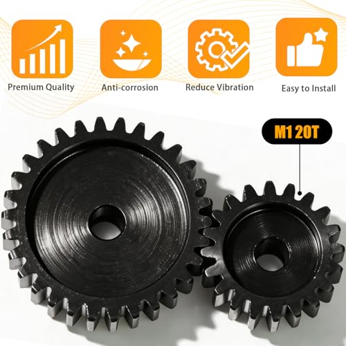 M1 Gear 20T 5mm Bore 3-Pack – High-Precision Hardened Steel Motor Pinion Gear for 1/8 1/10 RC Crawler, Monster Truck, Short Course Truck & Boat (Compatible with Traxxas Axial, FMS, HSP Redcat Losi) - style: M1 3Pcs 20T