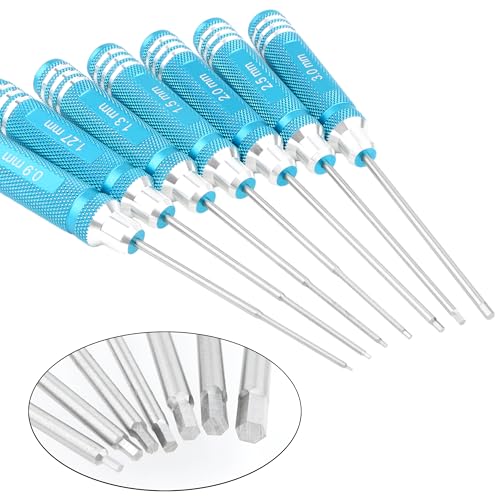 1.27mm 1.3mm RC Hex Screwdriver Set - 7 Pieces 0.9mm 1.27mm 1.3mm 1.5mm 2.0mm 2.5mm 3.0mm Repair Tools for Traxxas Arrma Axial Losi Redcat RC Quadcopter Helicopter FPV Racing Drone Cars(Blue) - color: Blue