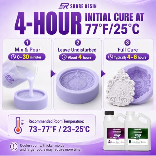 Silicone Mold Making Kit 34 oz, 15A Platinum Silicone Rubber | 1:1 platinum silicone with 30-minute work time, self-degassing flow and 4-hour initial cure for detailed DIY molds. - size: 34 OZ