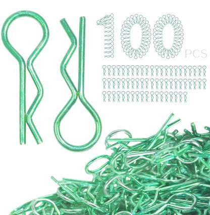 100pcs Universal RC Body Clips Pins - Compatible with Traxxas, Arrma, Redcat, Axial, HPI, HSP, Exceed, Himoto, Losi, RC4WD, Tamiya, Fits 1/8, 1/10, 1/12 Scale RC Cars, Trucks, Crawlers, Buggies - color: -Green-