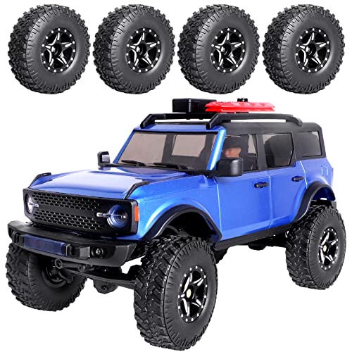 Hobbypark 4pcs 1.0 Beadlock Wheels and Tires Metal Micro Crawler Tires with Brass Wheel Weights Extended Wheel Hubs for 1/24 RC Crawler Car Axial SCX24 Gladiator Bronco C10 Deadbolt Upgrades (Type A) - style: Type A