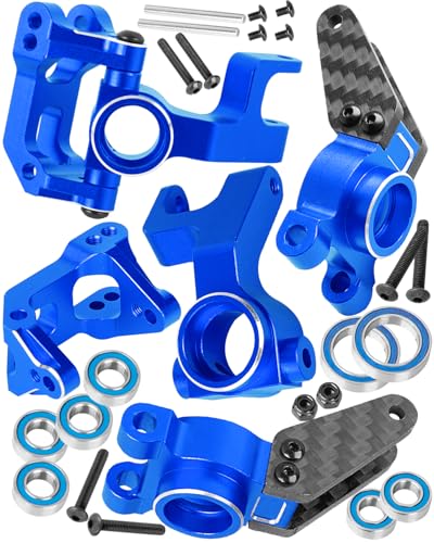 RC Alloy Aluminium Caster Block C Hub & Steering Blocks & Rear Stub Axle Carriers Upgrades Part for 1/10 Gorgon 2WD RTR Brushed Monster Truck(ARA3230T1),Navy Blue - color: Navy Blue(1set)