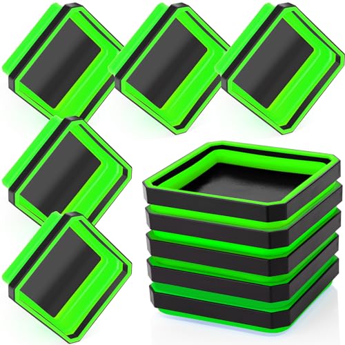 Barydat 10 Pcs Magnetic Tool Tray Collapsible Foldable Parts Trays Set Magnetic Screw Tray Magnetic Parts Bowl Square Silicone Magnetic Tool for Bolts Nuts Washers Pins Screw Parts (Green) - color: Green