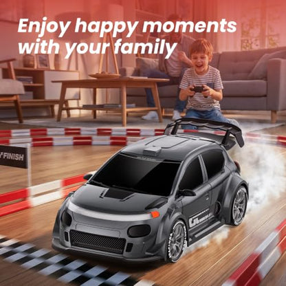 ACAMMZAR RC Drift Car, 1:24 Remote Control Car, 20KM/H 4WD Drift RC Cars with Lights, Extra Racing Tires, High Speed RC Cars for Kids Adults Boys Girls Beginners Indoor Outdoor - color: 819 Gray