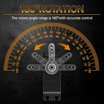 2 Pack 20KG RC Servo High Torque Servo Motors, Full Metal Gear Steering Servo with 25T Servo Horn for 1/8 1/10 RC Car Robot DIY, Control Angle 180°(20KG Control Angle 180°)