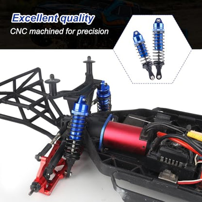 4PCS Aluminum Front & Rear RC Shocks for 1/10 Traxxas Slash 4x4 Compatible with Rustler Stampede Hoss 4WD Replace 5862 (Blue) - color: Navy Blue