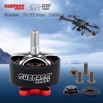 Surpass Hobby S2207 Brushless Motor 2550KV 4S Drone Motor fit for 5-6Inch RC Models FPV Racing Drone Quadcopter - size: 2550kv, style: S2207-1pcs