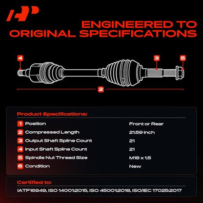 A-Premium Front or Rear CV Axle Shaft Assembly | Compatible with Arctic Cat Models - 400 2003-2004, 500 2003-2004, Replace# 0402-907, 0502-544 - style: 1Pc Front or Rear