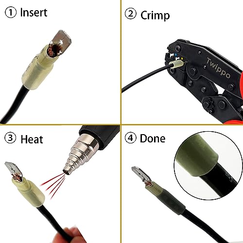 550Pcs Automotive Waterproof Heat Shrink Wire Connectors with Crimping Tool | Butt Fork Ring and Spade Crimp Connectors Assortment 22-10AWG - size: 550pcs-with Crimper