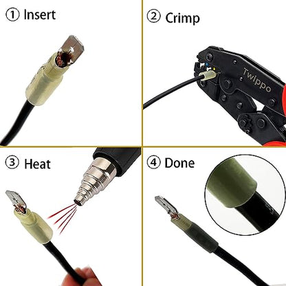550Pcs Automotive Waterproof Heat Shrink Wire Connectors with Crimping Tool | Butt Fork Ring and Spade Crimp Connectors Assortment 22-10AWG - size: 550pcs-with Crimper