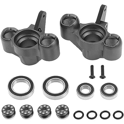ShareGoo Aluminum Front Steering Knuckle Steering Blocks Caster Blocks w/Pivot Ball Compatible with Arrma 1/8 V5 Kraton Outcast Notorious 6S BLX Upgrades Parts (Black) - color: Black
