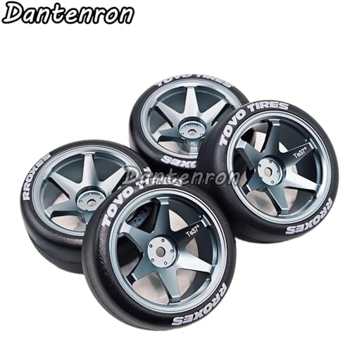 1/10 RC Drift Aluminum Wheels and Tires OD 65mm 1/12 Hard Drift Racing Tyres 12mm Hex for 1:10 Rally Street On Road Touring Car Tamiya TT01 TT02 XV01 TA06 A959 PTG2 KYOSHO 4PCS (Titanium) - color: Titanium