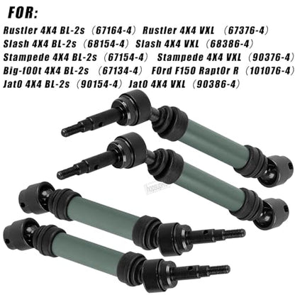 RC Upgrades Part for Stampede Slash Rustler JatO 4X4 VXL/BL-2s,RC #45 Steel CVD Drive Shafts,Harden Front Rear Driveshaft Axles Hops up(4PCS),Replace #9051#9052 Titanium - color: Titanium(4pcs)