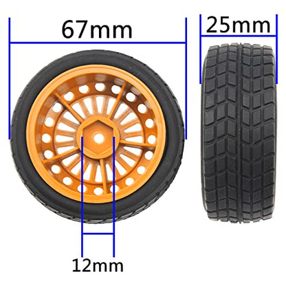 OD2.75'' Nylon 12mm Hex Hub Wheel Rims & Rubber Tires Compatible with HSP Tamiya HPI Traxxas 1/10 1/12 On-Road Car,WLtoys 144001 A959 124018 LaTrax RC Buggy (Brown) - color: Brown