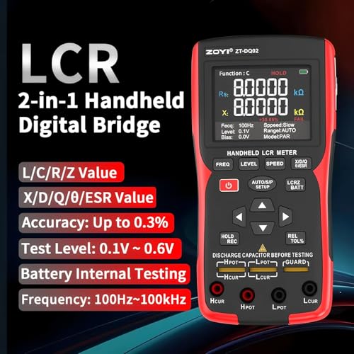 LCR Meter Handheld Digital Bridge Battery Internal Resistance Tester DQ02-2-in-1 High-Precision Capacitance and Battery Tester(DQ02 KitII) - size: DQ02 KitII