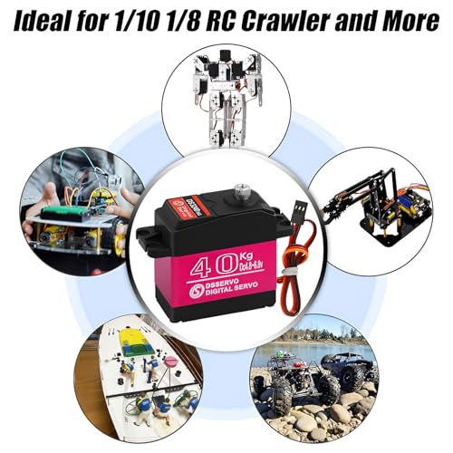 40KG Servo Motor High Torque RC Servo Motor Waterproof for 1/8, 1/10, 1/12 Scale Cars and DIY Projects (270 Degree)