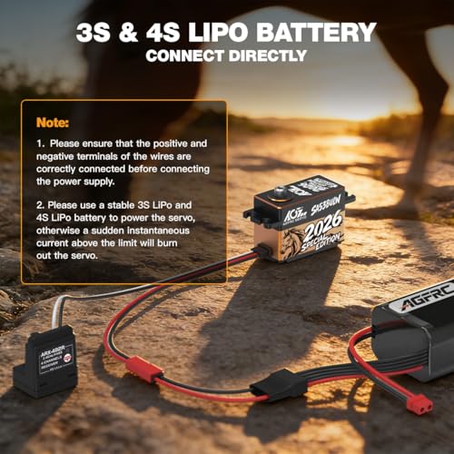 AGFRC 34KG 16.8V Waterproof Low-Profile RC Servo (A53BULW 2026) | 0.073Sec, 4S Direct Power, Brushless, Programmable, Fits 1/10 & 1/8 RC Cars/Trucks, 2026 Special Edition